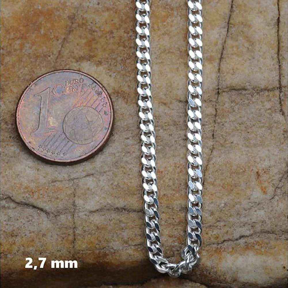 Silberkette Panzerkette Halskette Breite 2,7 mm echt massiv 925 Silber - Firma Holzenplotz - Silberketten-Goldketten.de 