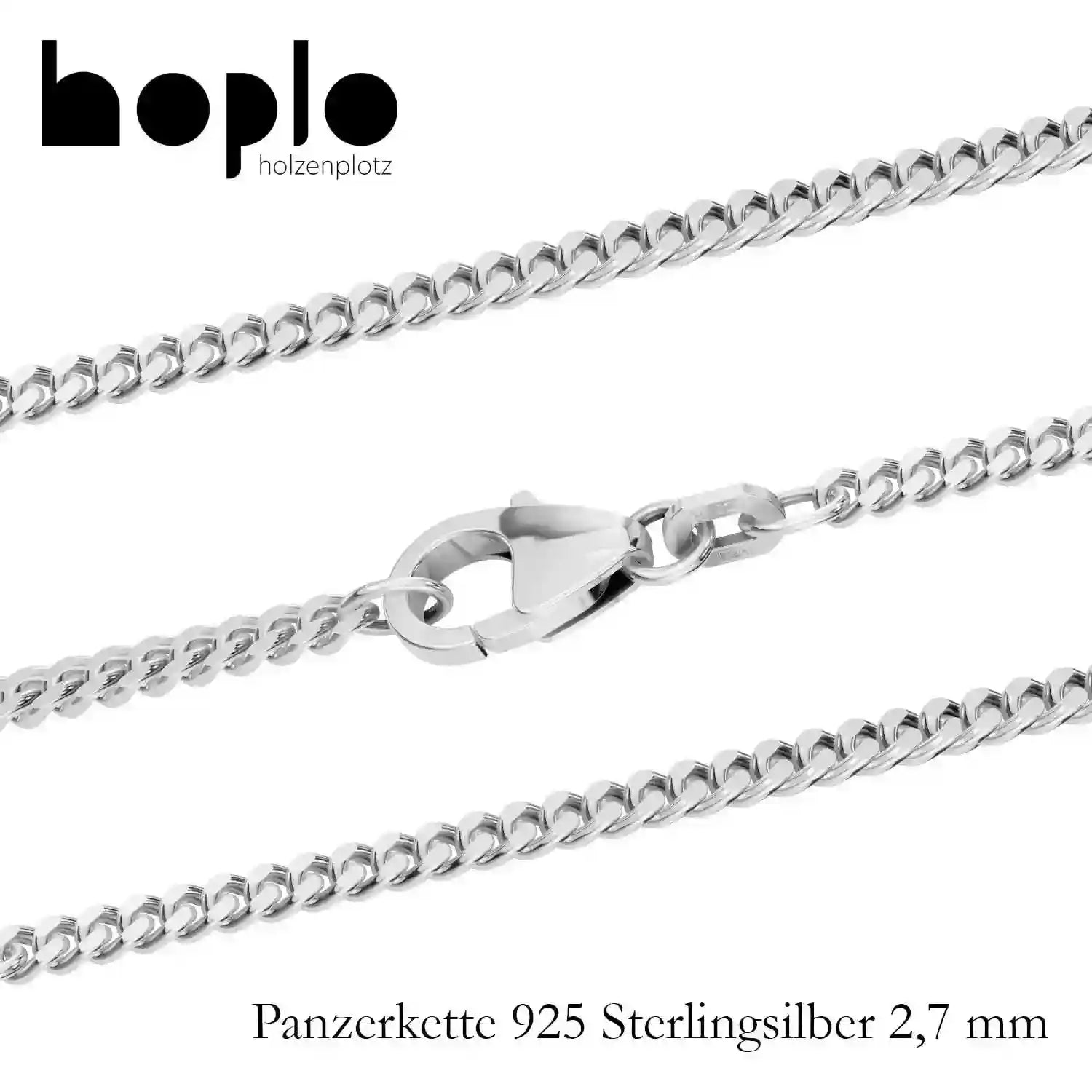Silberkette Panzerkette Halskette Breite 2,7 mm echt massiv 925 Silber - Firma Holzenplotz - Silberketten-Goldketten.de 