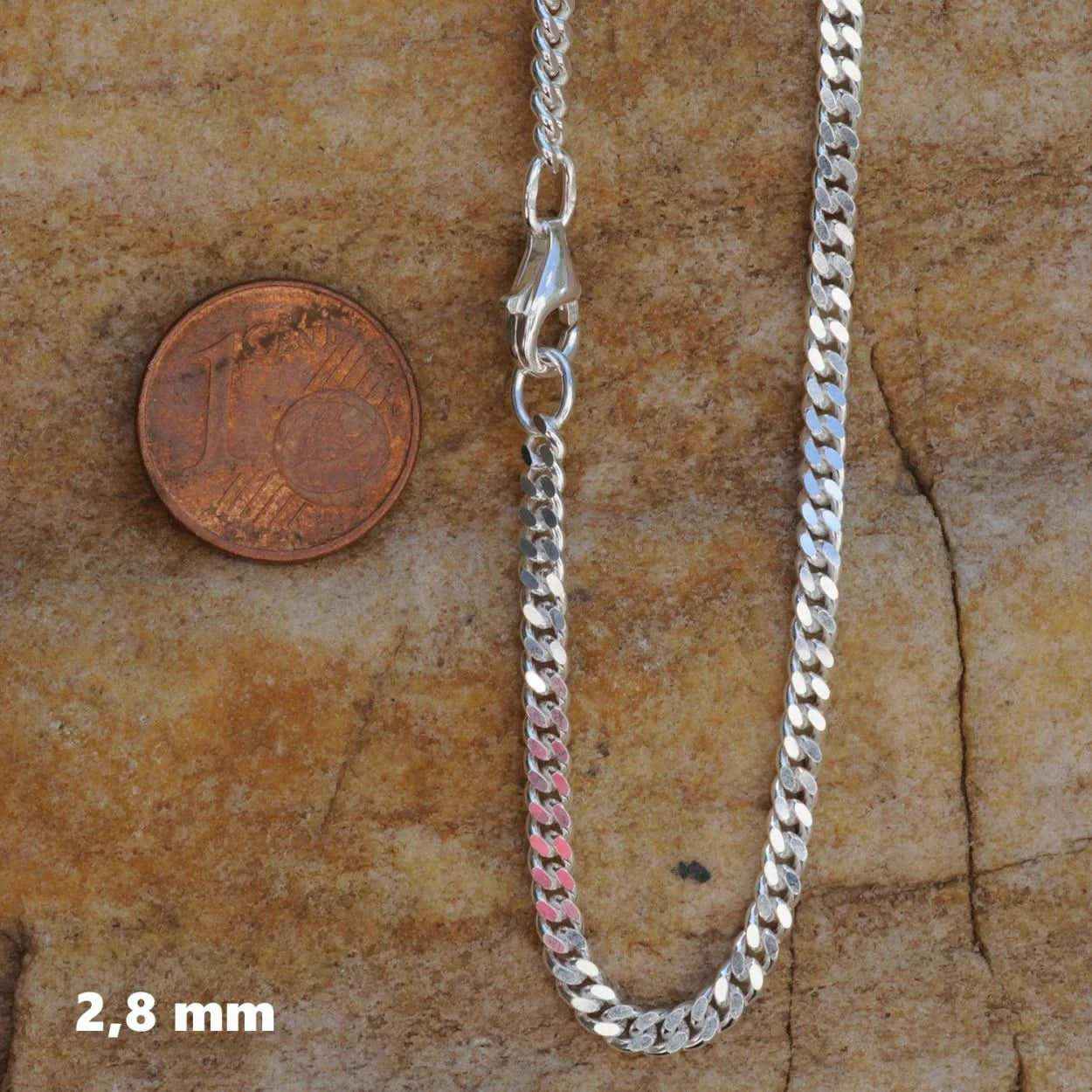 Silberkette Panzerkette Halskette Breite 2,8 mm echt massiv 925 Silber - Firma Holzenplotz - Silberketten-Goldketten.de 