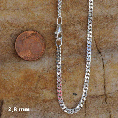 Silberkette Panzerkette Halskette Breite 2,8 mm echt massiv 925 Silber - Firma Holzenplotz - Silberketten-Goldketten.de 