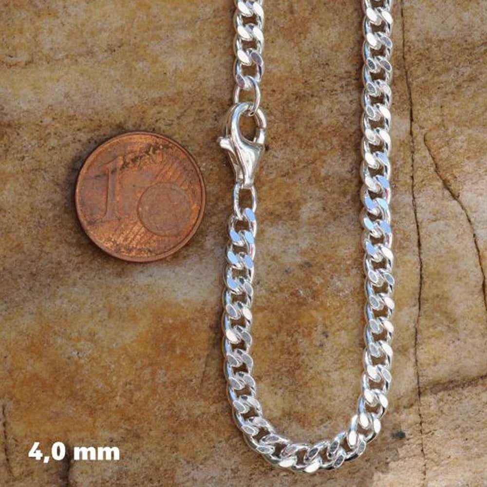 Silberkette Panzerkette Halskette Breite 4,0 mm echt massiv 925 Silber - Firma Holzenplotz - Silberketten-Goldketten.de 