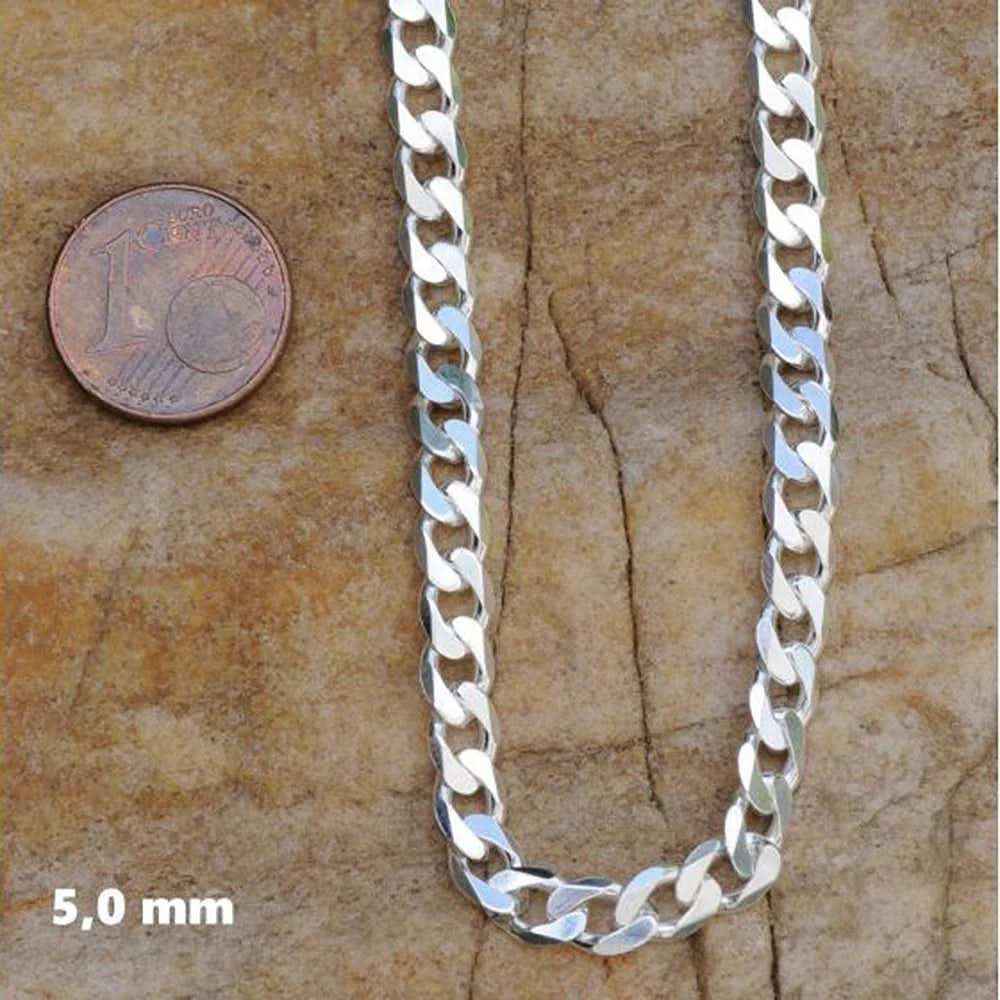 Silberkette Panzerkette Halskette Breite 5,0 mm echt massiv 925 Silber - Firma Holzenplotz - Silberketten-Goldketten.de 