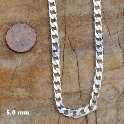 Silberkette Panzerkette Halskette Breite 5,0 mm echt massiv 925 Silber - Firma Holzenplotz - Silberketten-Goldketten.de 