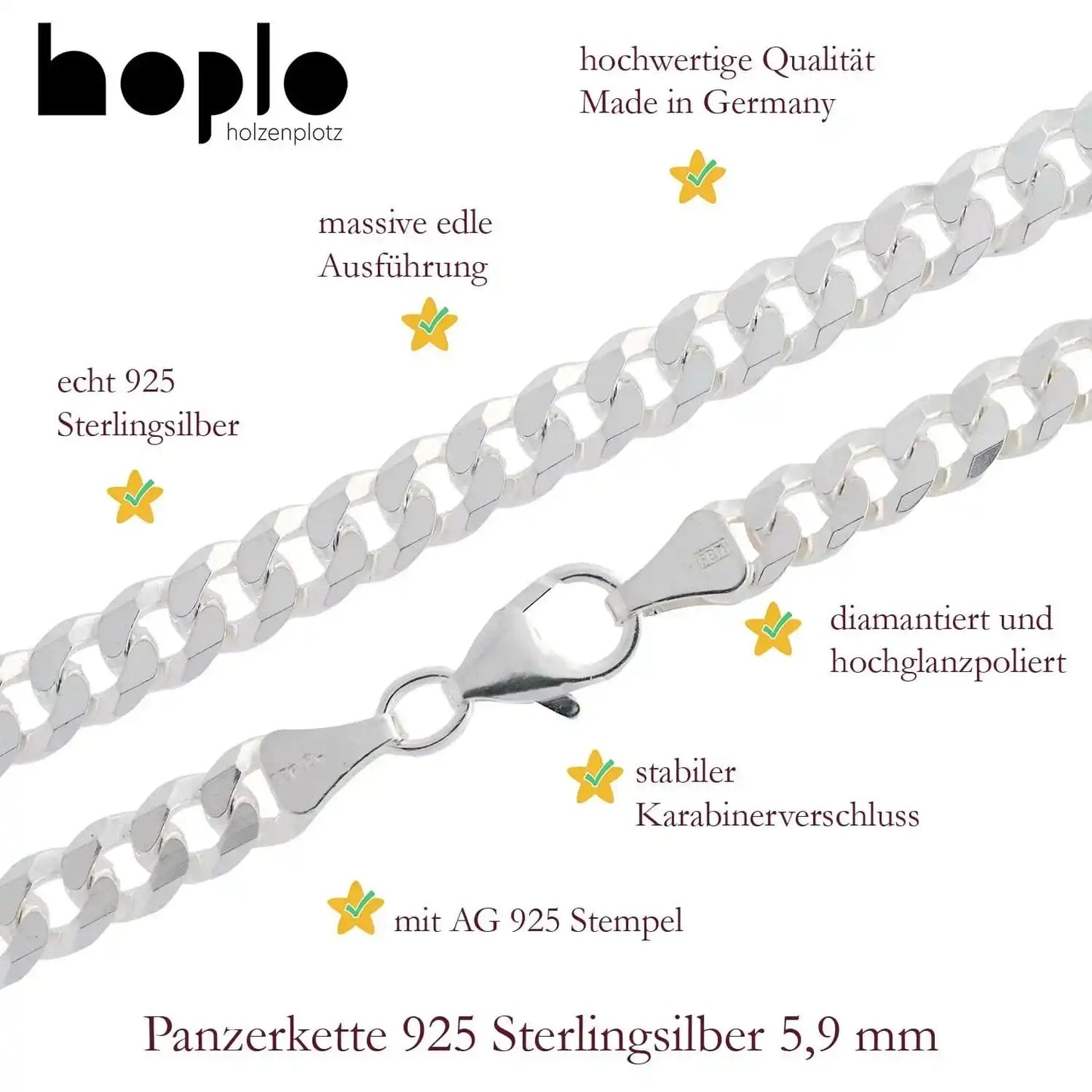 Silberkette Panzerkette Halskette Breite 5,9 mm echt massiv 925 Silber