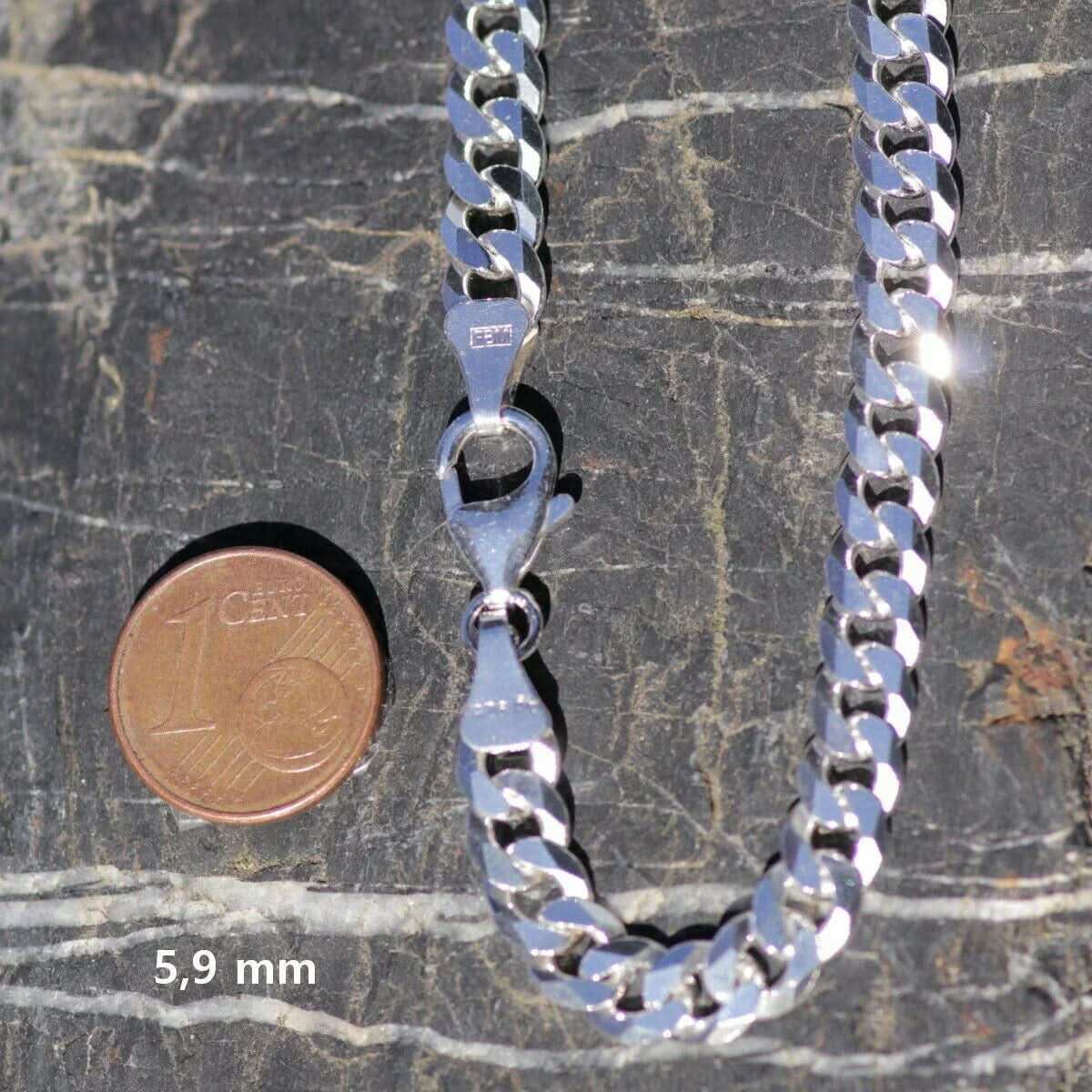 Silberkette Panzerkette Halskette Breite 5,9 mm echt massiv 925 Silber