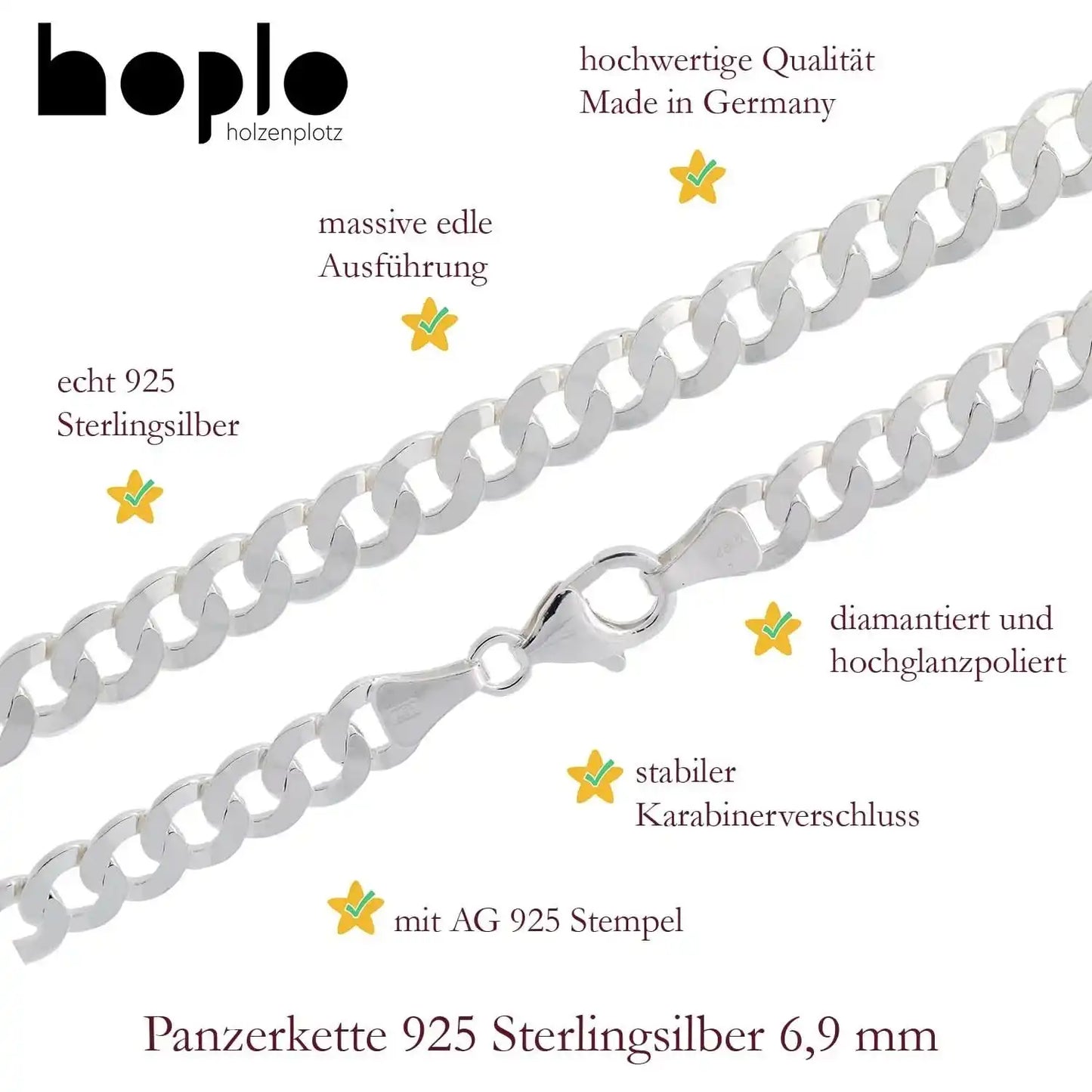 Silberkette Panzerkette Halskette Breite 6,9 mm echt massiv 925 Silber