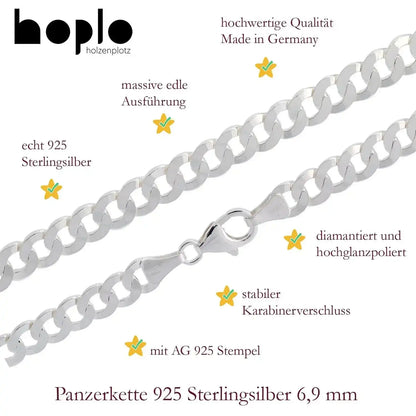 Silberkette Panzerkette Halskette Breite 6,9 mm echt massiv 925 Silber