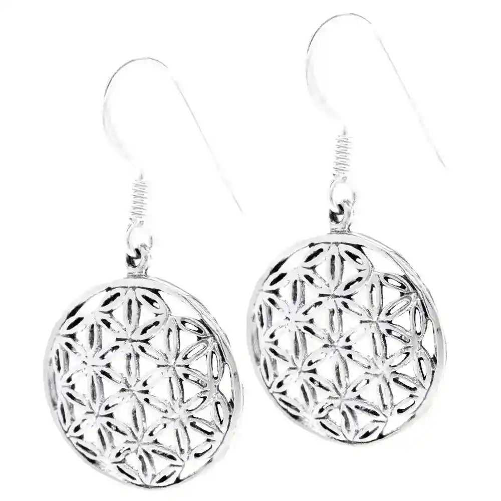 Silberohrhänger Die Blume des Lebens Schmuck Silber Blume des Lebens 3 - Firma Holzenplotz - Silberketten-Goldketten.de 