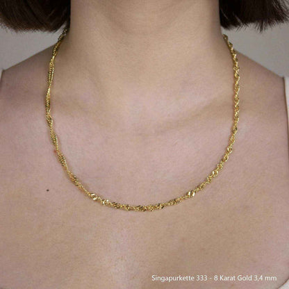 Singapurkette Halskette  333 - 8 Karat Gold Auswahl