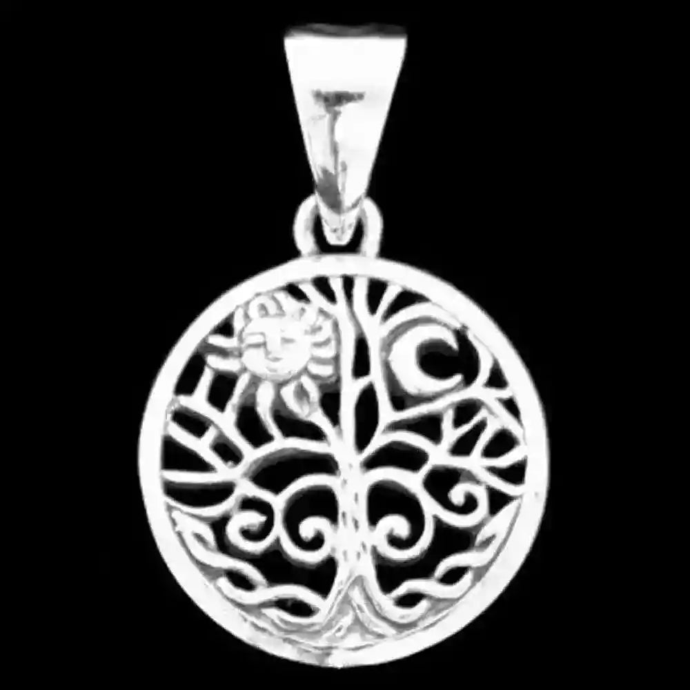 Sonne im Lebensbaum Schmuck Anhänger 925er Silber - Lebensbaum - 27x17mm