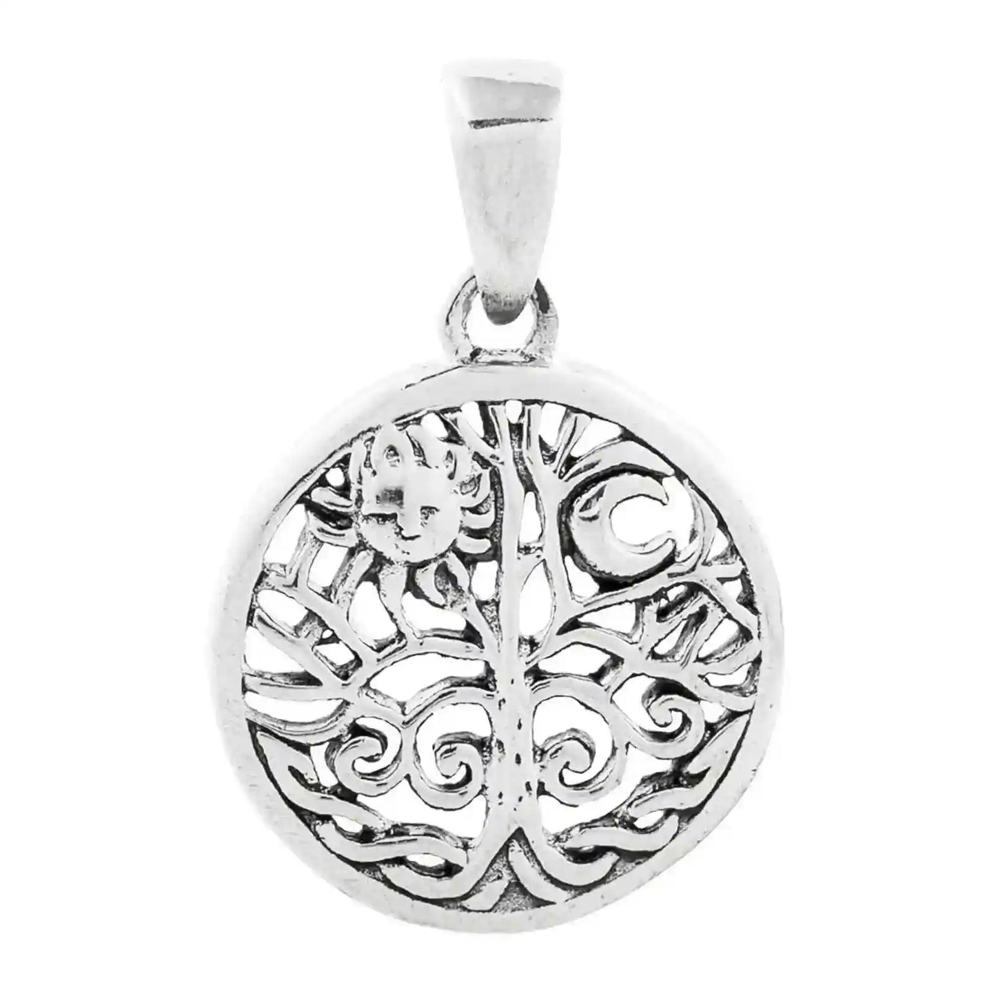 Sonne im Lebensbaum Schmuck Anhänger 925er Silber - Lebensbaum - 27x17mm