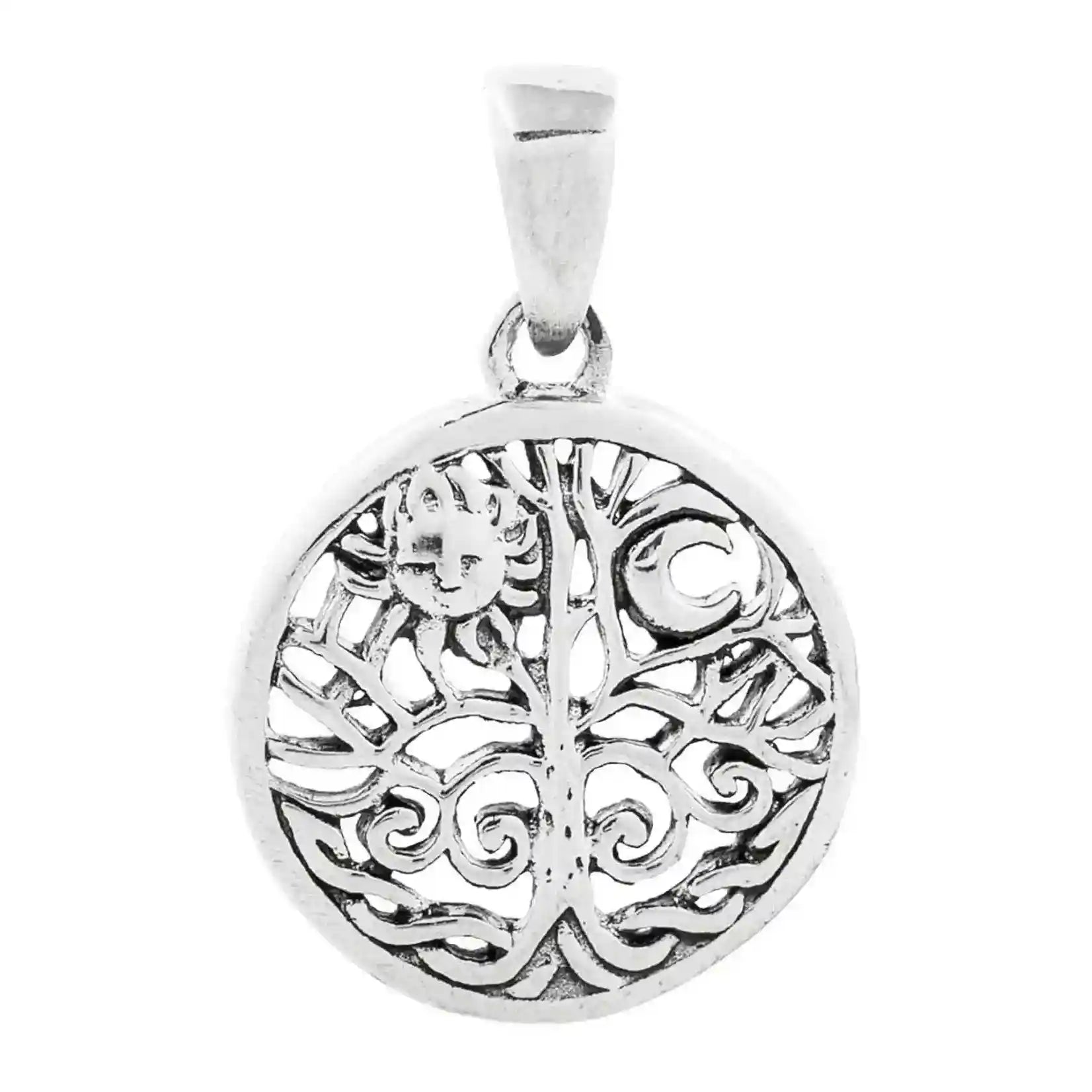 Sonne im Lebensbaum Schmuck Anhänger 925er Silber - Lebensbaum - 27x17mm
