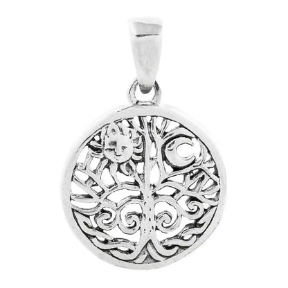 Sonne im Lebensbaum Schmuck Anhänger 925er Silber - Lebensbaum - 27x17mm
