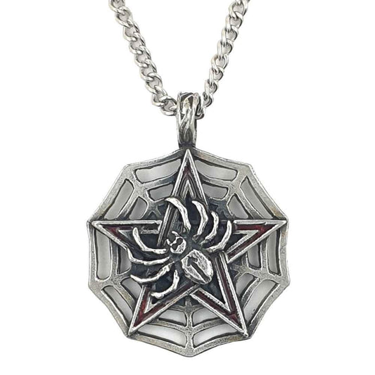 Spinnennetz Pentagramm Anhänger Schmuck - Pentagramm - 45x45mm - Firma Holzenplotz - Silberketten - Goldketten.de