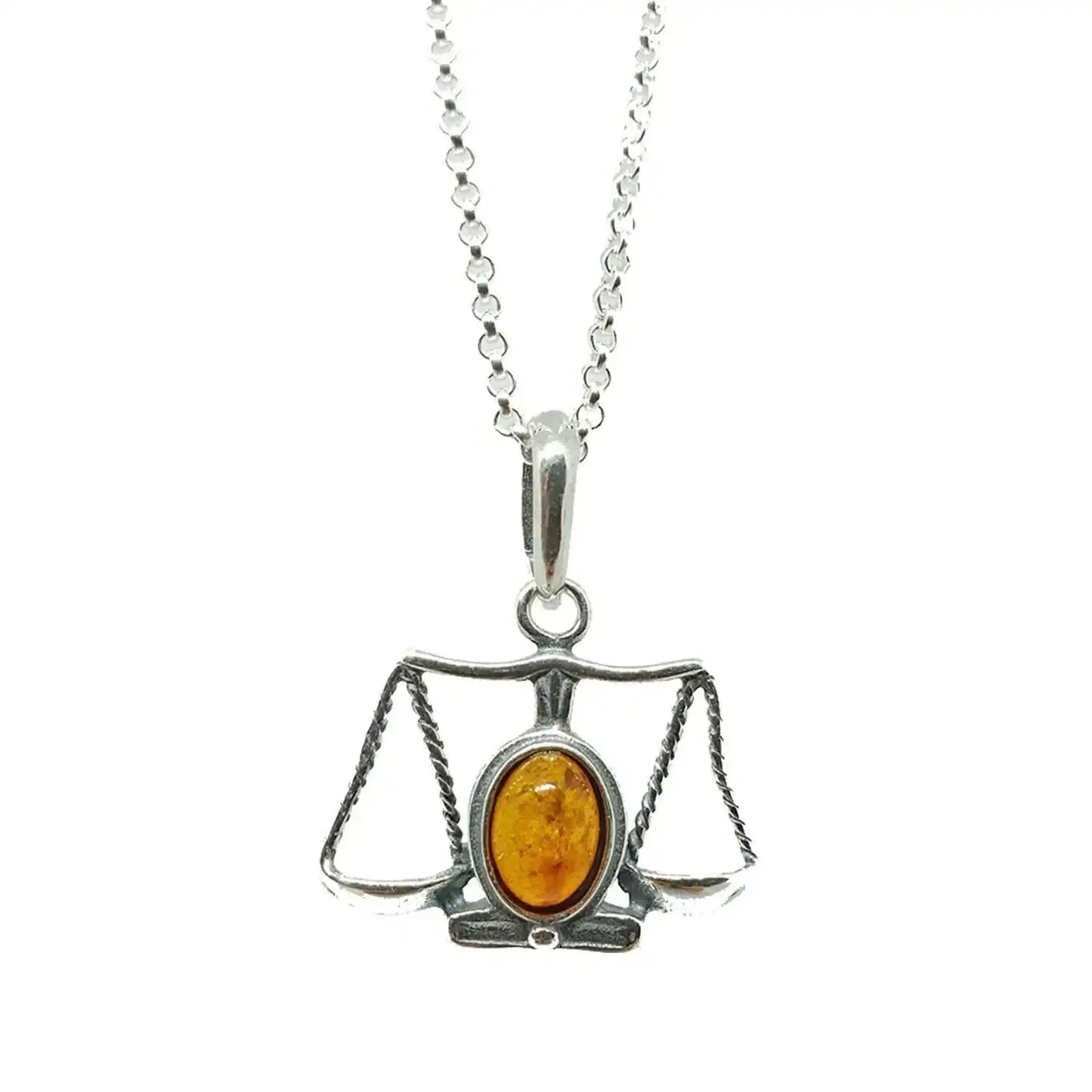 Sternzeichen Anhänger mit Ankerkette 925er Silber Bernstein Schmuck - Firma Holzenplotz - Silberketten - Goldketten.de