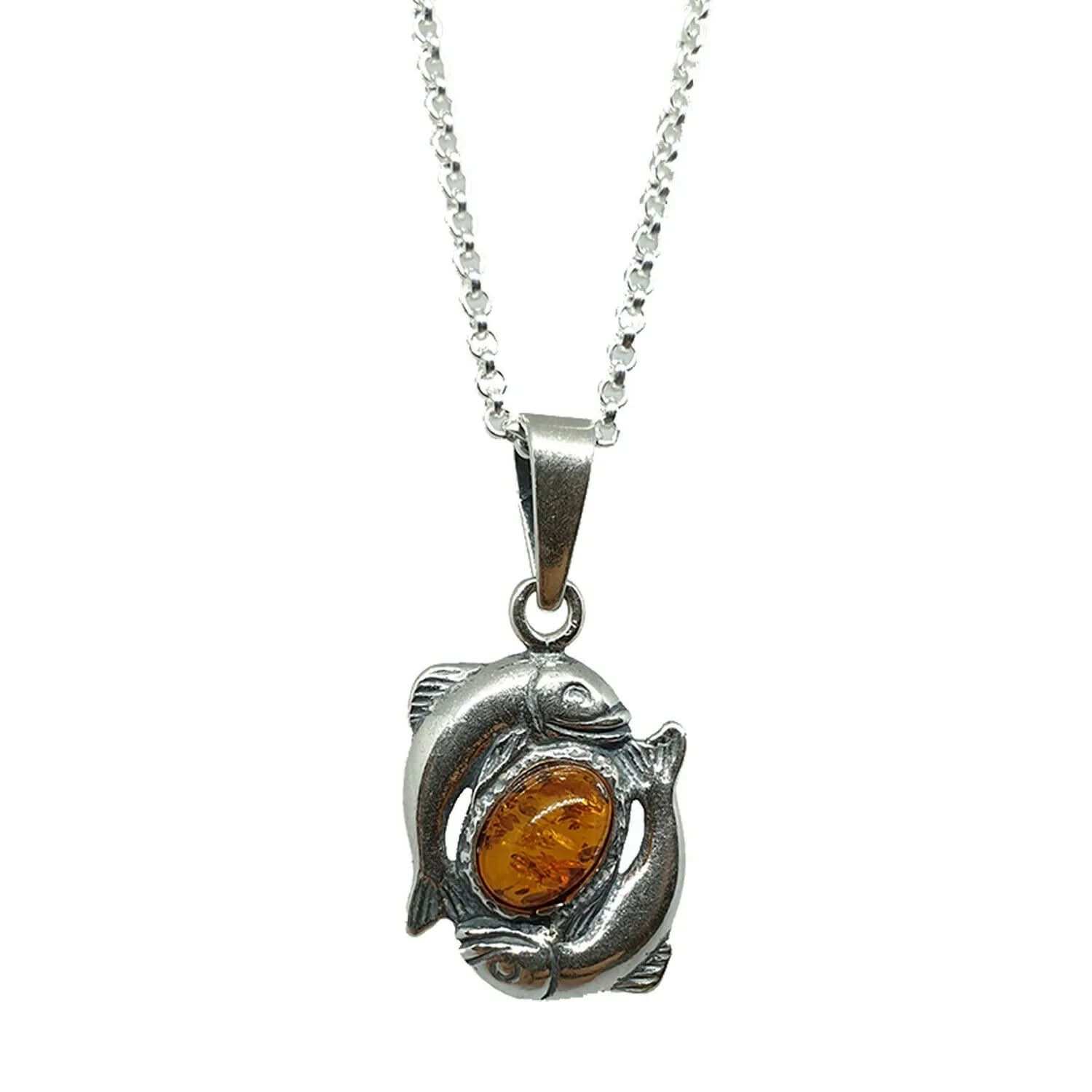 Sternzeichen Anhänger mit Ankerkette 925er Silber Bernstein Schmuck - Firma Holzenplotz - Silberketten - Goldketten.de