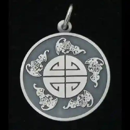 Symbol der fünf Segen Anhänger  versilbert - Asiatisch - Durchmesser: 25mm