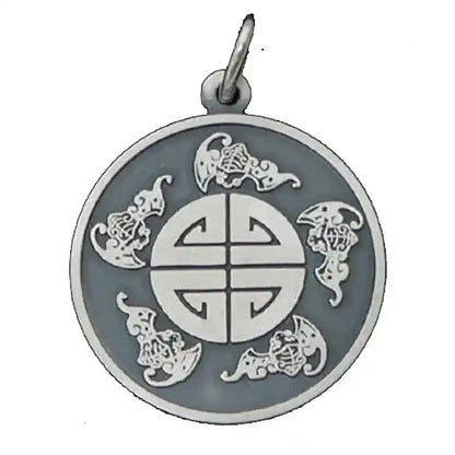 Symbol der fünf Segen Anhänger  versilbert - Asiatisch - Durchmesser: 25mm