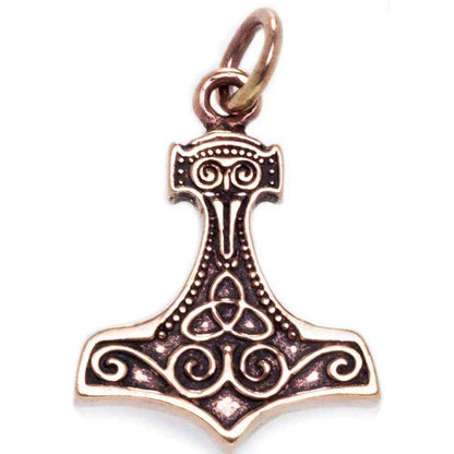 Thor mit Doppelspiralen Bronze Anhänger Schmuck - Thorhammer - 29x19mm