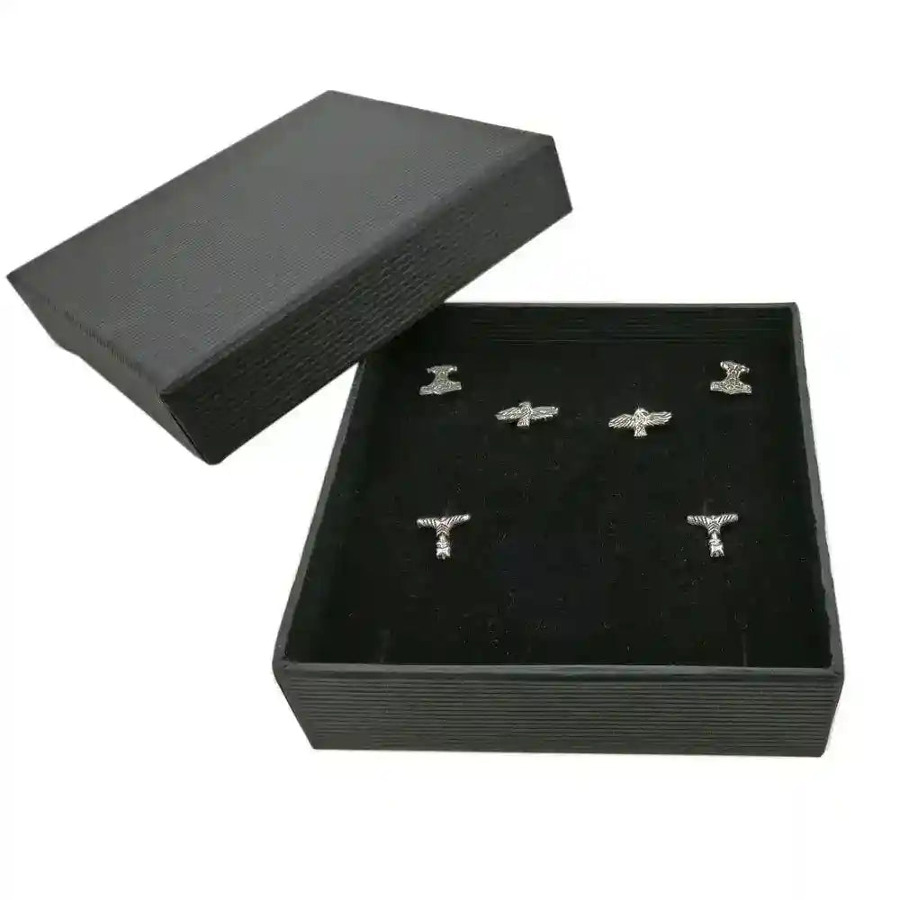 Thor Vikings Ohrstecker SET Thorhammer Irminsul Hugin und Munin Raben - Firma Holzenplotz - Silberketten-Goldketten.de 