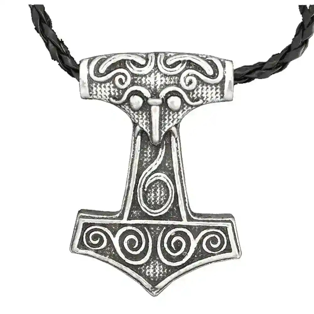 Thorhammer Anhänger Schmuck Wikinger Zinn Viking mit Band Thorhammer Z