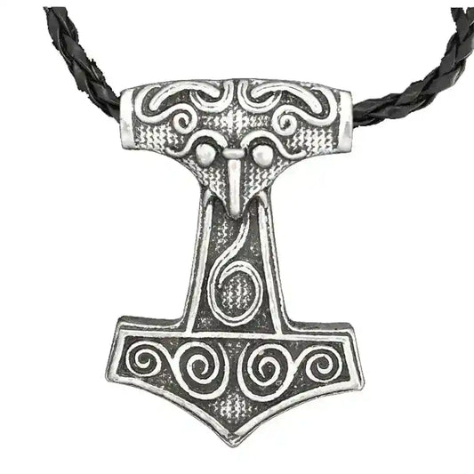Thorhammer Anhänger Schmuck Wikinger Zinn Viking mit Band Thorhammer Z
