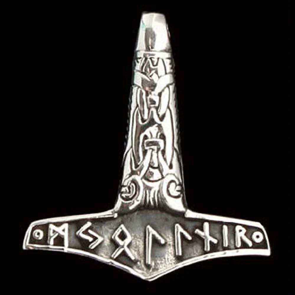 Thorhammer Mjollnir Schmuck Anhänger 925er Silber - Thorhammer - 35x39mm
