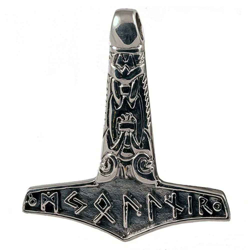 Thorhammer Mjollnir Schmuck Anhänger 925er Silber - Thorhammer - 35x39mm