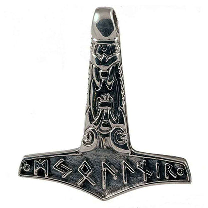 Thorhammer Mjollnir Schmuck Anhänger 925er Silber - Thorhammer - 35x39mm