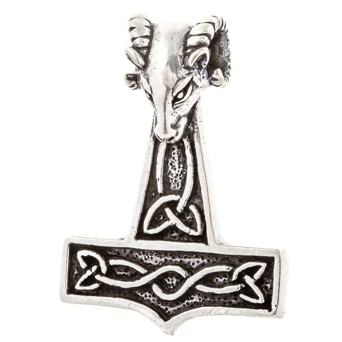 Thorhammer Widderkopf Schmuck Anhänger 925er Silber Thorhammer 47x34mm