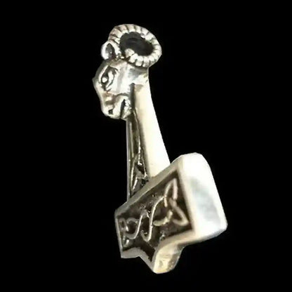 Thorhammer Widderkopf Schmuck Anhänger 925er Silber Thorhammer 47x34mm