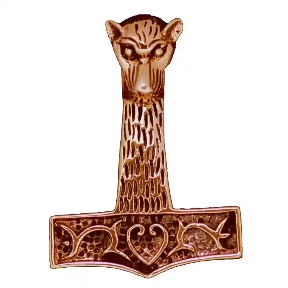 Thorhammer Wolfskopf Bronze Anhänger Schmuck Thor Viking 45mm x 33 mm
