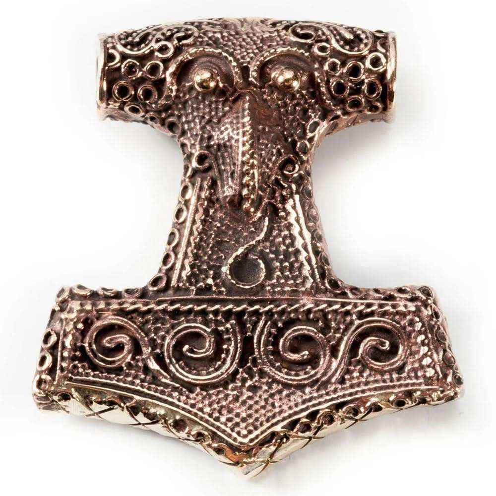 Thors Hammer beidseitig Bronze Anhänger Schmuck - Thorhammer - 41x38mm