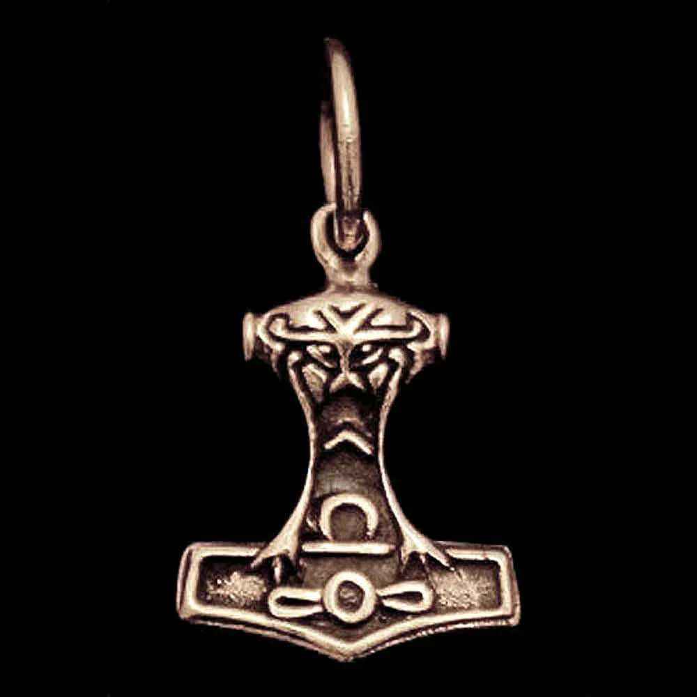 Thors Hammer klein Bronze Anhänger Schmuck - Thorhammer - 20x11mm