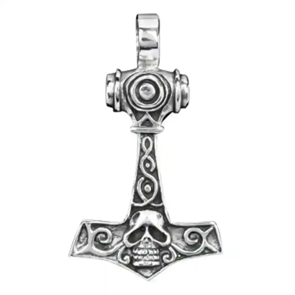 Thors Hammer mit Totenkopf Anhänger Schmuck - Thorhammer - 35x21mm