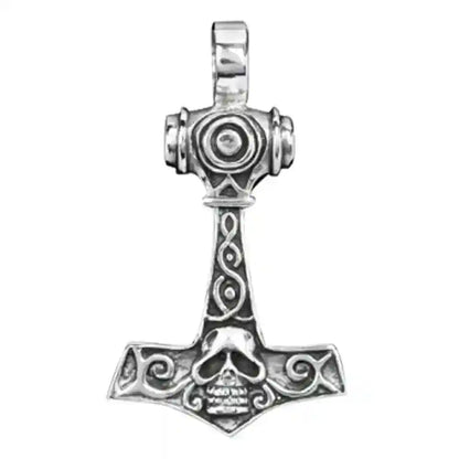 Thors Hammer mit Totenkopf Anhänger Schmuck - Thorhammer - 35x21mm