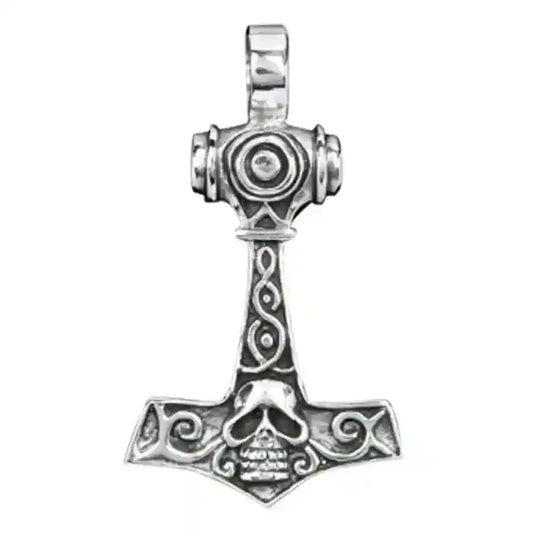 Thors Hammer mit Totenkopf Anhänger Schmuck - Thorhammer - 35x21mm