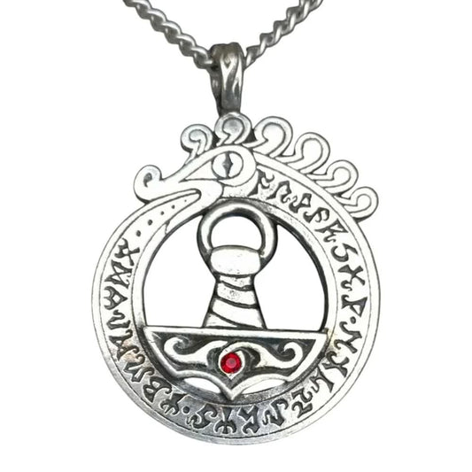 Thors Hammer mit Weltenschlange Anhänger Schmuck Thorhammer 47x33mm - Firma Holzenplotz - Silberketten - Goldketten.de