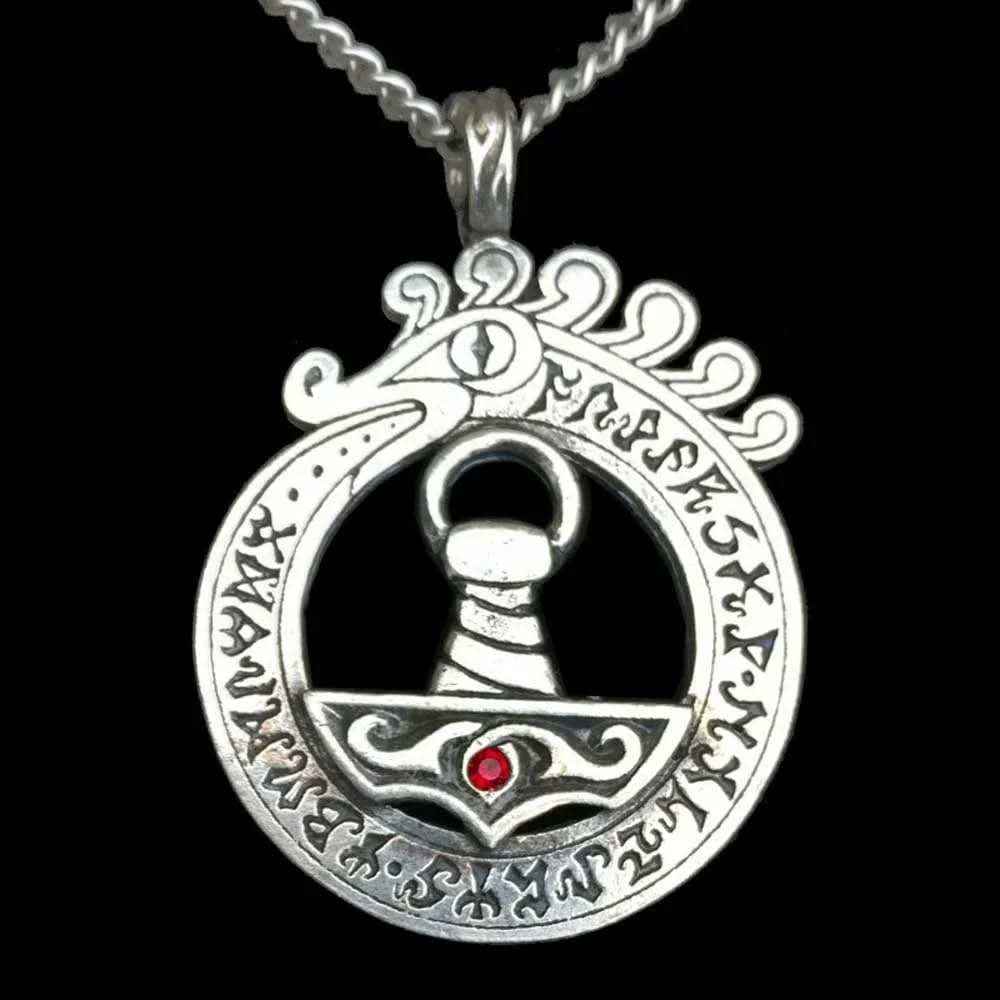 Thors Hammer mit Weltenschlange Anhänger Schmuck - Thorhammer - 47x33mm