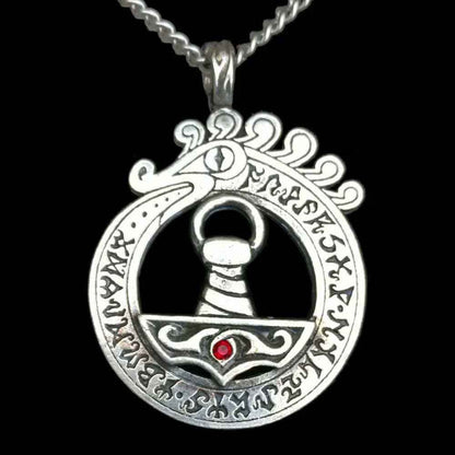 Thors Hammer mit Weltenschlange Anhänger Schmuck - Thorhammer - 47x33mm