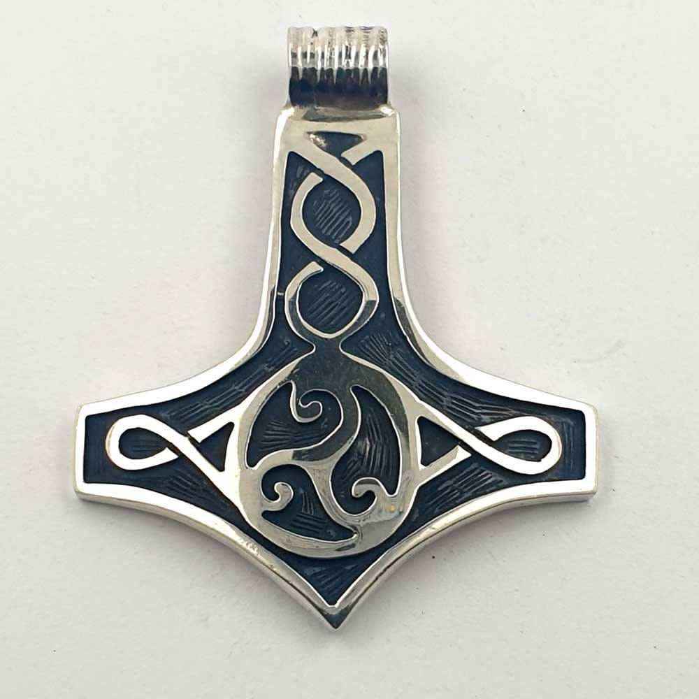 Thors Hammer Schmuck Anhänger 925er Silber - Thorhammer - 38x45 mm