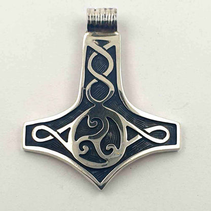Thors Hammer Schmuck Anhänger 925er Silber - Thorhammer - 38x45 mm