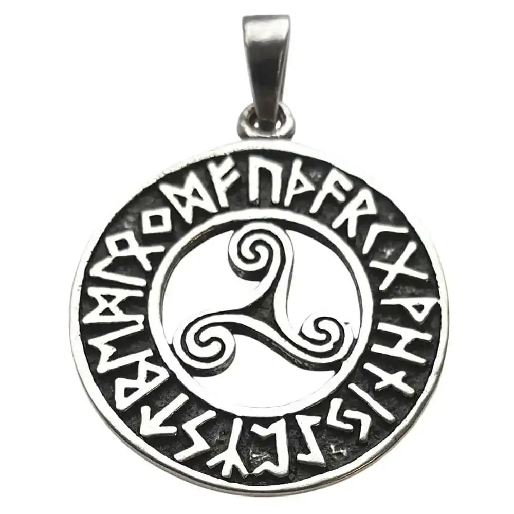 Triskel mit Runen Anhänger 925er Silber - 25 mm keltisch Wikinger - Firma Holzenplotz - Silberketten - Goldketten.de