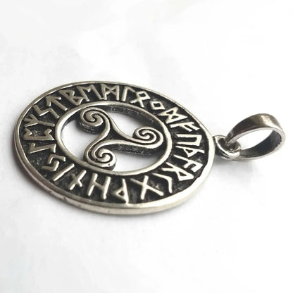 Triskel mit Runen Anhänger 925er Silber - 25 mm keltisch Wikinger - Firma Holzenplotz - Silberketten - Goldketten.de