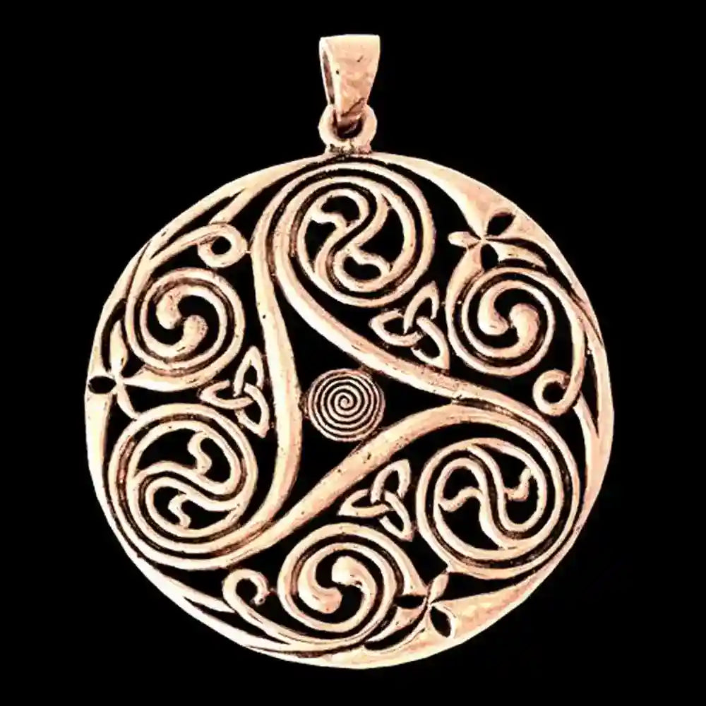 Triskelanhänger Danu Bronze Schmuck - Keltische Knoten , Pferd - 60x49mm