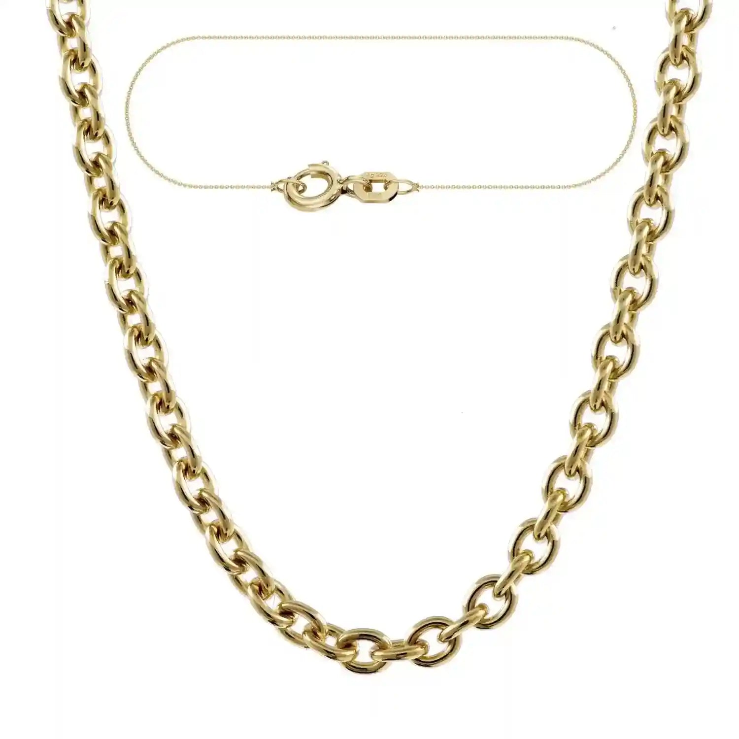 Vergoldete Ankerkette rund Halskette 1,5 mm 925 Silber 1µ vergoldet - Firma Holzenplotz - Silberketten-Goldketten.de 
