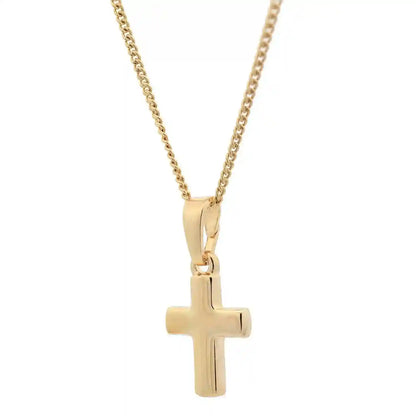 Vergoldete Halskette Kreuz glänzend mit Kette 925 Silber vergoldet