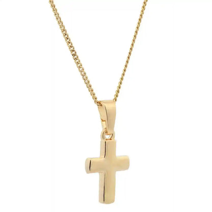 Vergoldete Halskette Kreuz glänzend mit Kette 925 Silber vergoldet