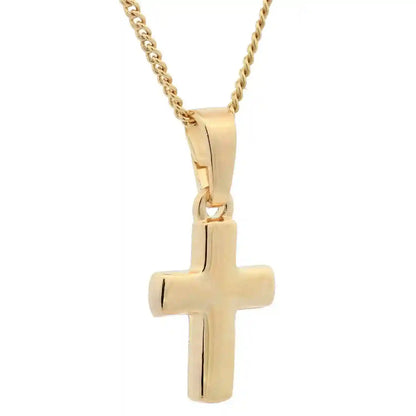 Vergoldete Halskette Kreuz glänzend mit Kette 925 Silber vergoldet