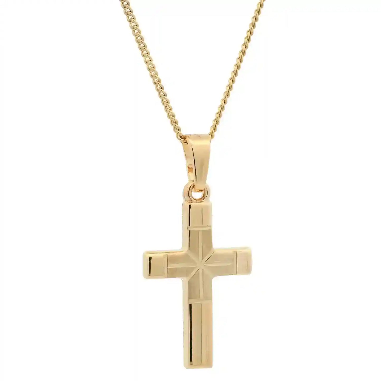 Vergoldete Halskette Kreuz mit Kette 925 Silber vergoldet